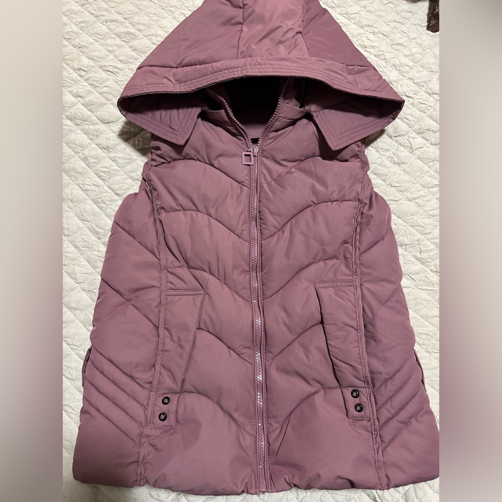 Dusty Rose Hooded Puffer Vest
